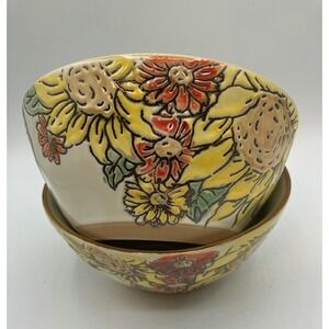 Spectrum Designz‎ Floral Festive Bowl Set Ceramic Brandywine Sunflower 6"